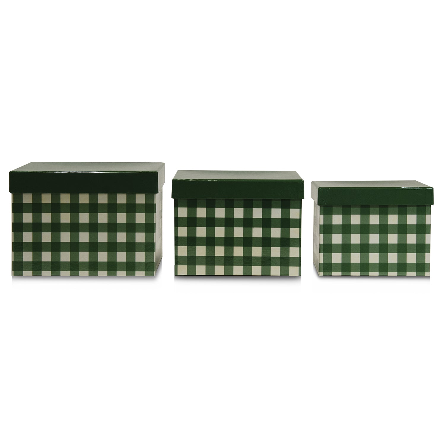 Square Plaid Box - Green / 3 pc. Set