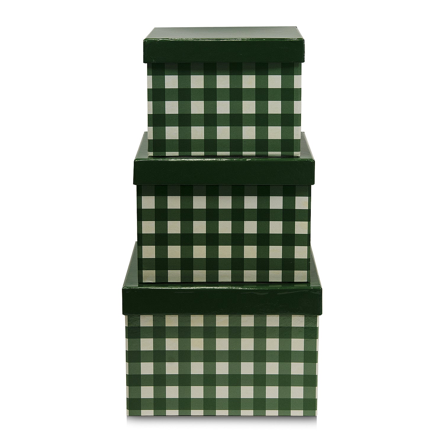 Square Plaid Box - Green / 3 pc. Set