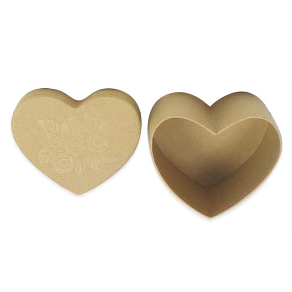 Heart Box with Rose Embossed Lid    - Natural