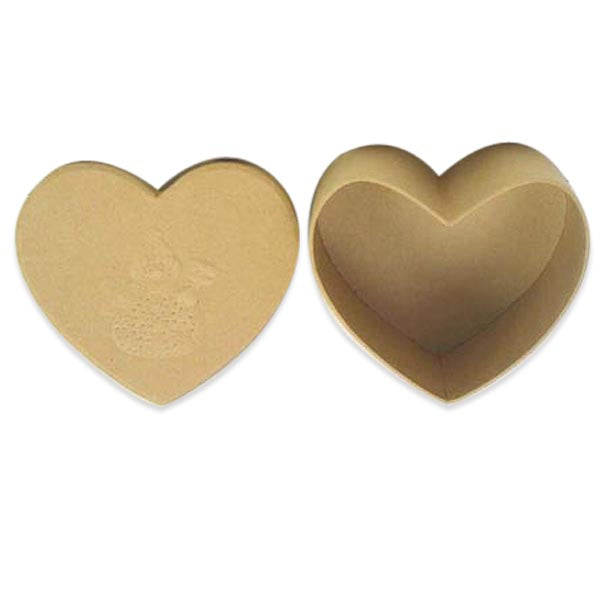 Heart Box with Rose Embossed Lid    - Natural