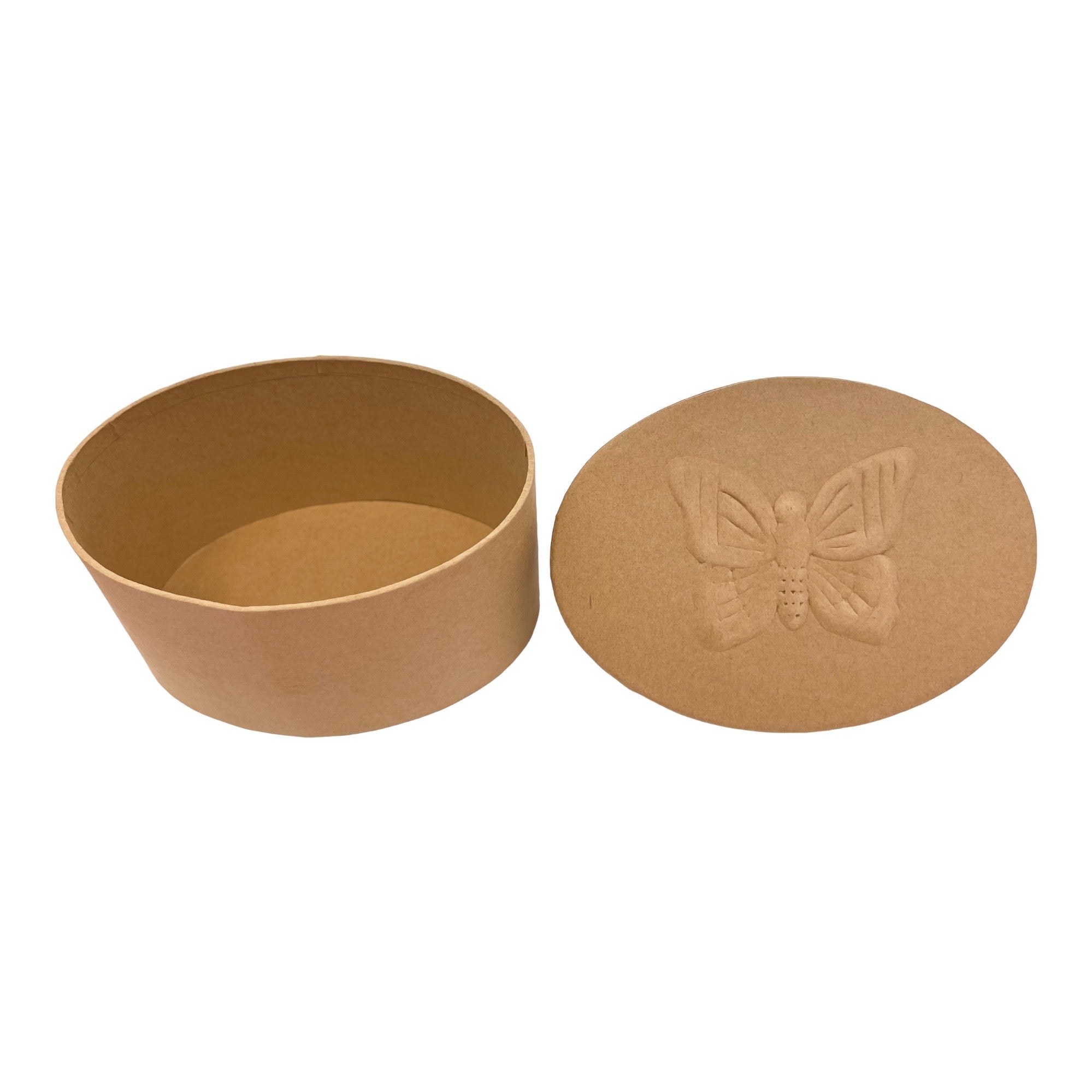 Oval Box with Butterfly Embossed Lid     - Natural