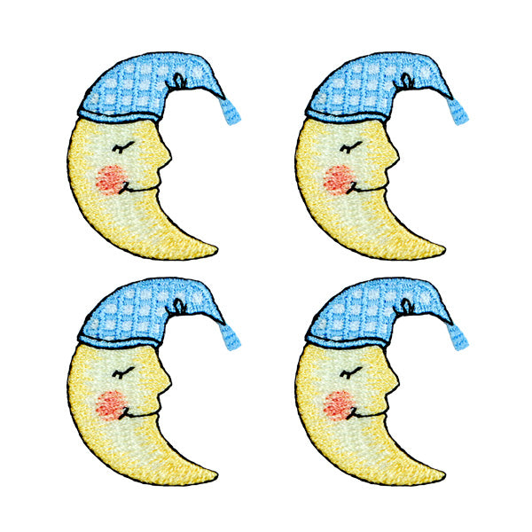 BaZooples Iron-on Patch Applique/Patch Man in Moon with Hat Pack of 4  - Multi Colors