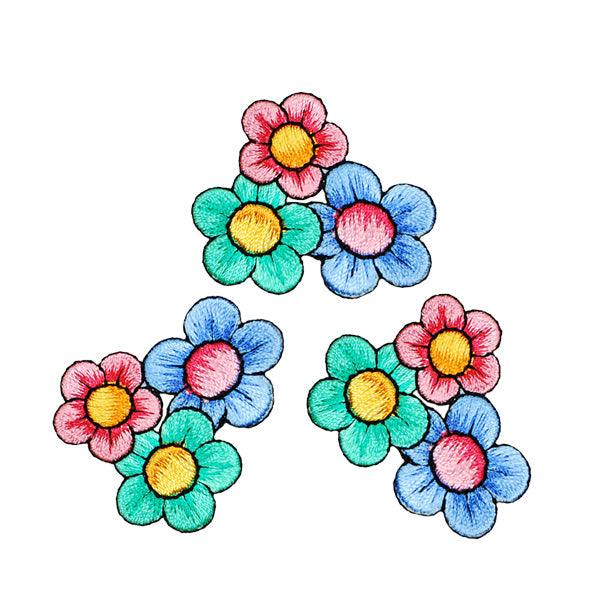 BaZooples Iron-on Patch Applique/Patch Flower Cluster Pack of 3  - Multi Colors