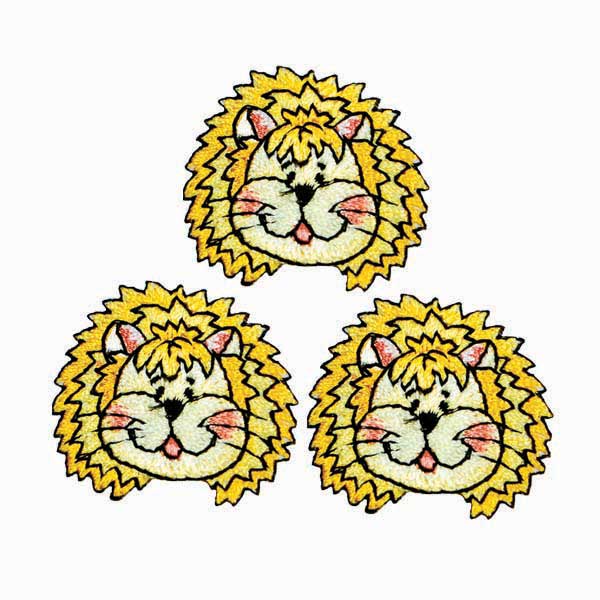 BaZooples Iron-on Patch Applique/Patch Lester Lion Head Pack of 3  - Multi Colors