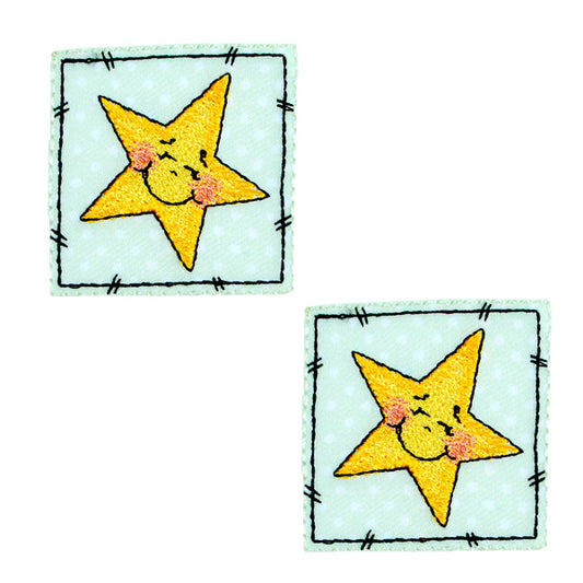 BaZooples Iron-on Patch Applique/Patch Smiley Star Patch Pack of 2  - Multi Colors