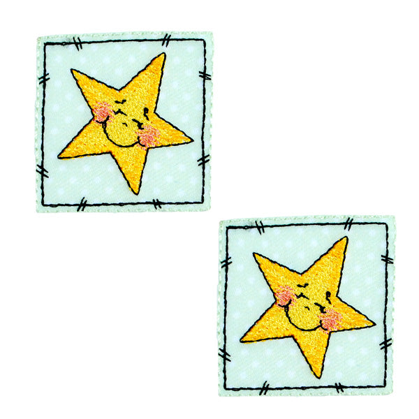 BaZooples Iron-on Patch Applique/Patch Smiley Star Patch Pack of 2  - Multi Colors