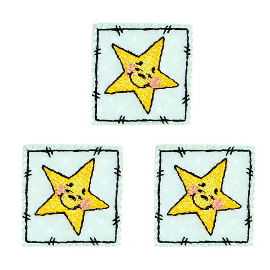BaZooples Iron-on Patch Applique/Patch Small Smiley Star Patch Pack of 3  - Multi Colors