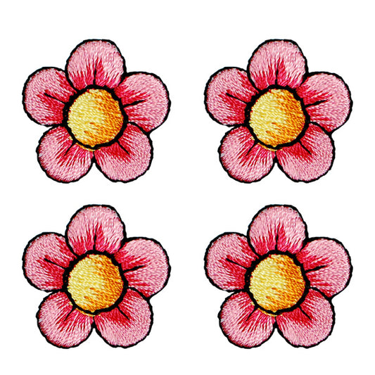 BaZooples Iron-on Patch Applique/Patch Flower Pack of 4  - Red