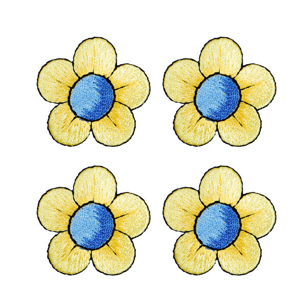 BaZooples Iron-on Patch Applique/Patch Flower Pack of 4  - Yellow/ Blue