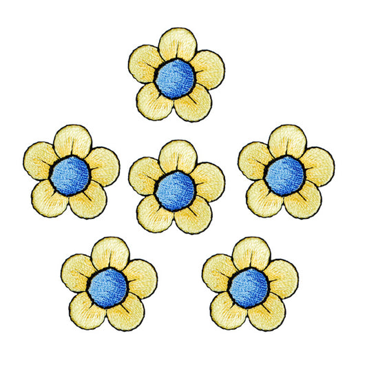 BaZooples Iron-on Patch Applique/Patch Flower Pack of 6 - BZP77590  - Yellow/ Blue