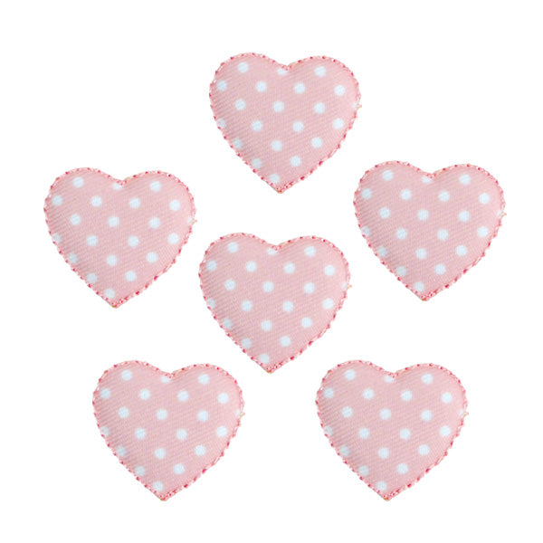 BaZooples Iron-on Patch Applique Puffy Heart Pack of 6  - Pink