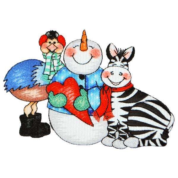 BaZooples Iron-on Patch Applique/Patch Snowman & Friends  - Multi Colors