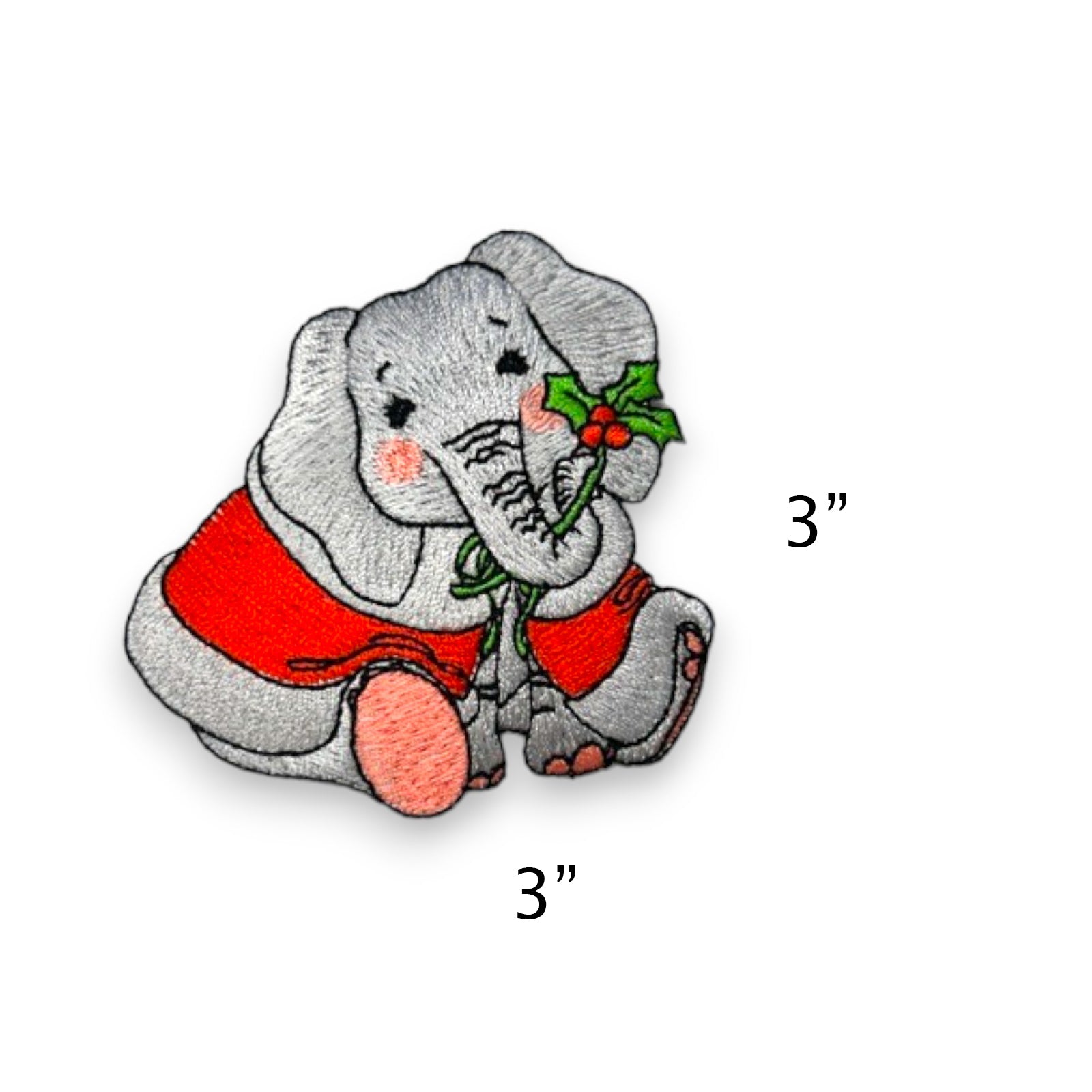 BaZooples Iron-on Patch Applique/Patch Elsie Elephant in Santa Suit  - Gray Multi