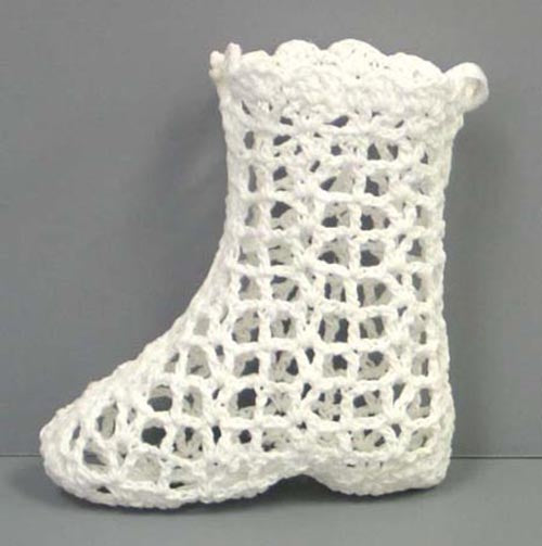 Crochet Stocking Ornament   - White