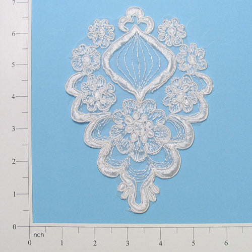 6 1/4" x  4 1/2" Corded Bridal Lace Applique/Patch