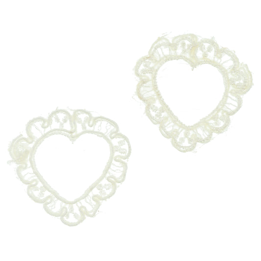 Vintage Bridal Heart Lace Applique (Pack of 2)  - Ivory
