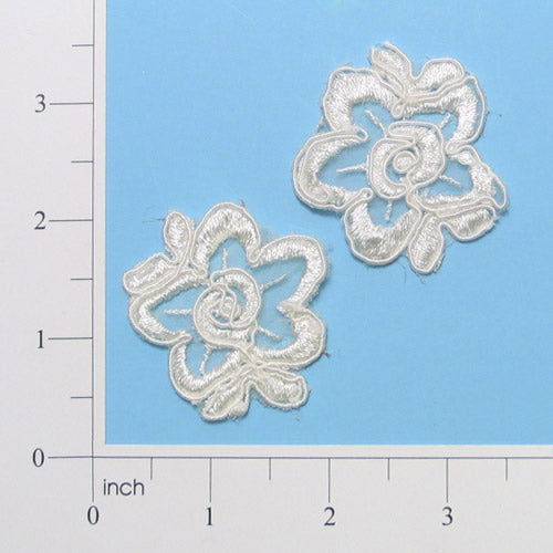 Corded Lace FloralApplique/Patch Pack of 2  - Ivory