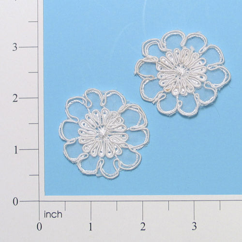 Corded Lace Flower Applique/Patch Pack of 2 - 1 3/4" x 1 1/2" CL3273PIV