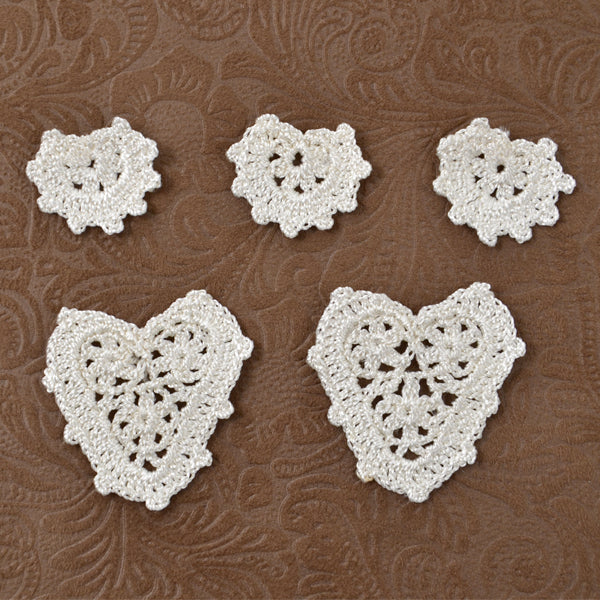 Crochettes Hearts Pack of 5  - White