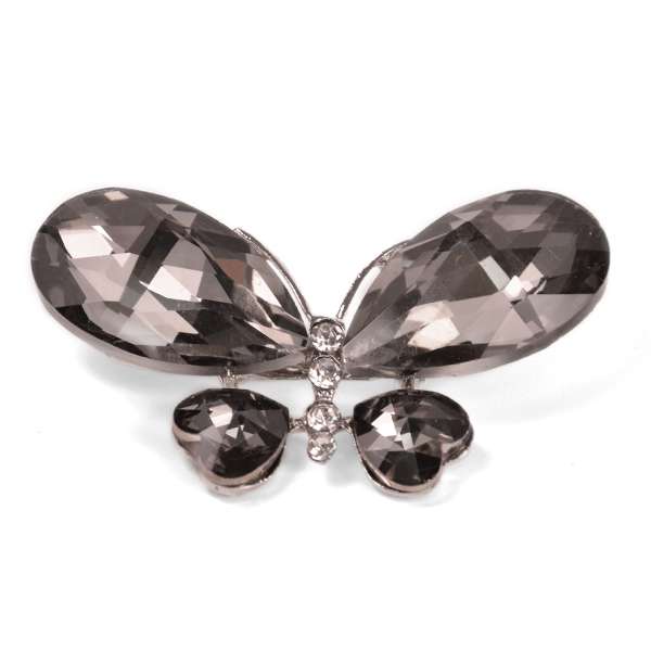 Rhinestone Gem Butterfly Brooch   - Smoke