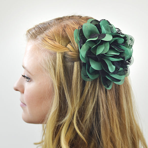 Mary Kate Lace Chiffon Flower Brooch Pin and Hair Clip Accessory