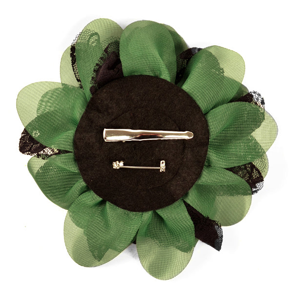 Mary Kate Lace Chiffon Flower Brooch Pin and Hair Clip Accessory