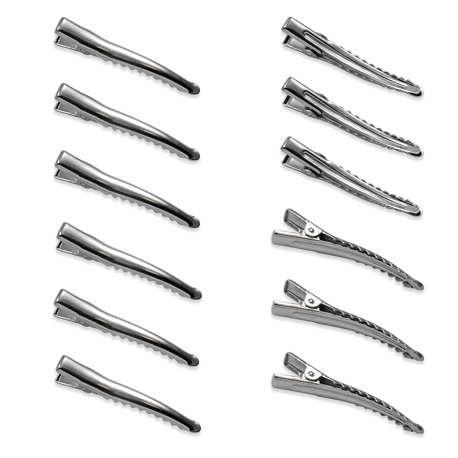 1 3/4" Alligator Hair Clip Single Prong Teeth Pack of 12  - Silver