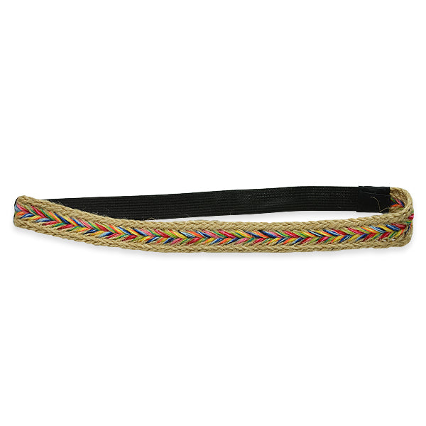 Jute Braided Stretch Headband    - Light Brown