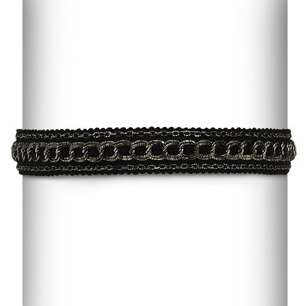 Chain Design Stretch Headband  - Black/Silver