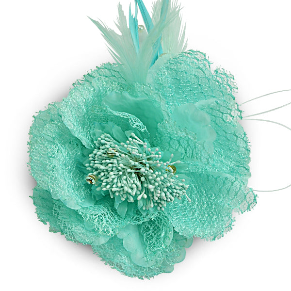 Vintage Floral Brooch and Hair Accessory Turquoise Flowers & Bows