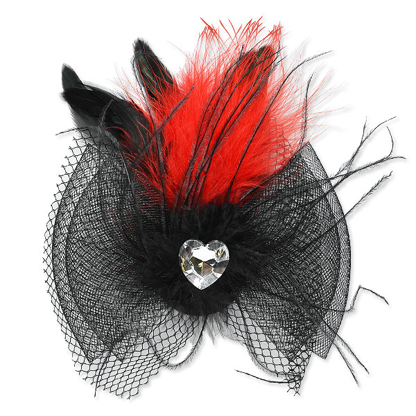 Dara Feather Hair Accessory    - Black/Red