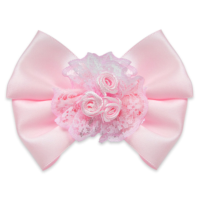 Ava Bow Triple Flower Embellishment w/clip