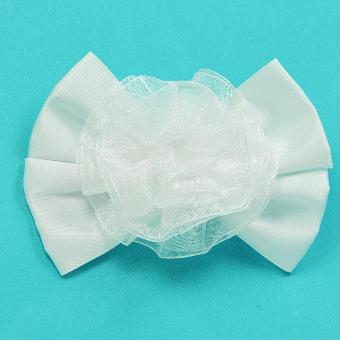 Maya Bow with Large Organza Embellishment w/clip