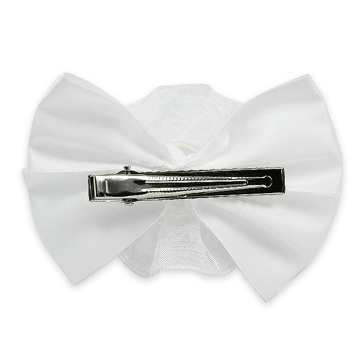 Maya Bow with Large Organza Embellishment w/clip