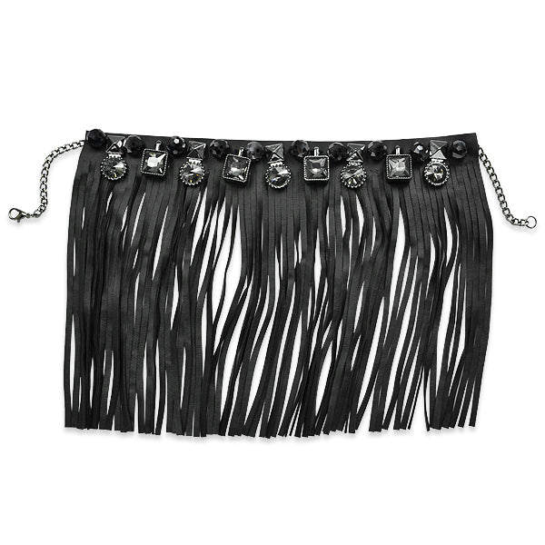 Fringe & chains Detachable Collar 6"  - Black