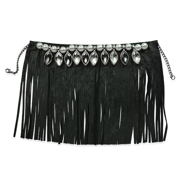 Fringe & Stones Detachable Collar 6"  - Black