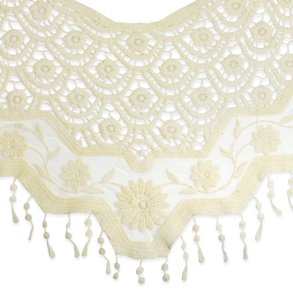 Scallops and Flower Vine Lace Collar 14" x 25"   - Ivory