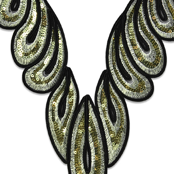 Glimmering Elegance Sequin Collar 11" x 9"  - Gold Multi