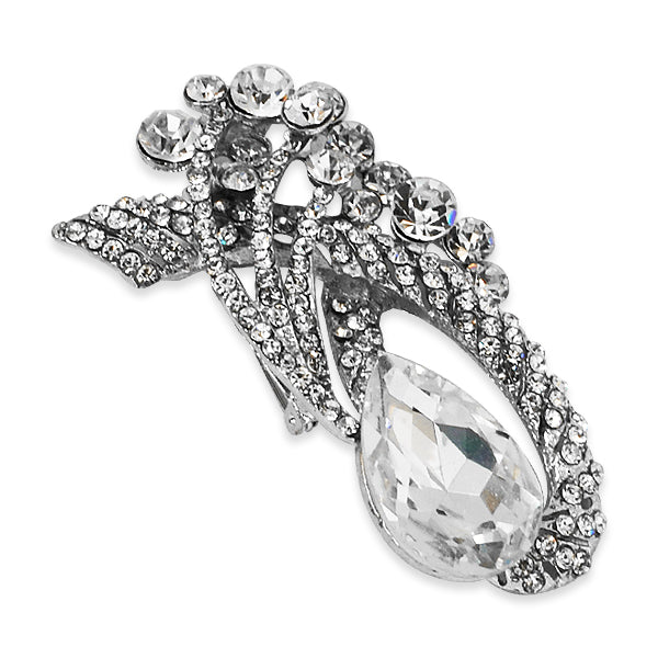 Callas Teardrop Rhinestone Brooch    - Crystal