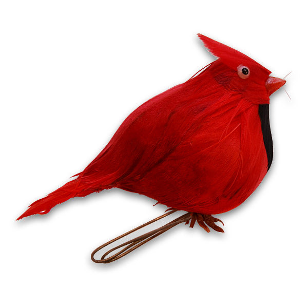 Feathered Bird Accent Decor 3"  - Red