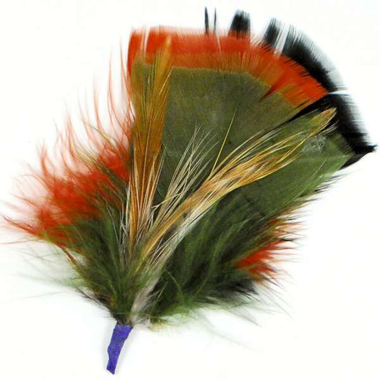 Feather Motif Pack of 10  - Olive Multi