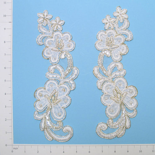 Lace D'oro Oriental Poppies Applique/Patch Pack of 2  - White