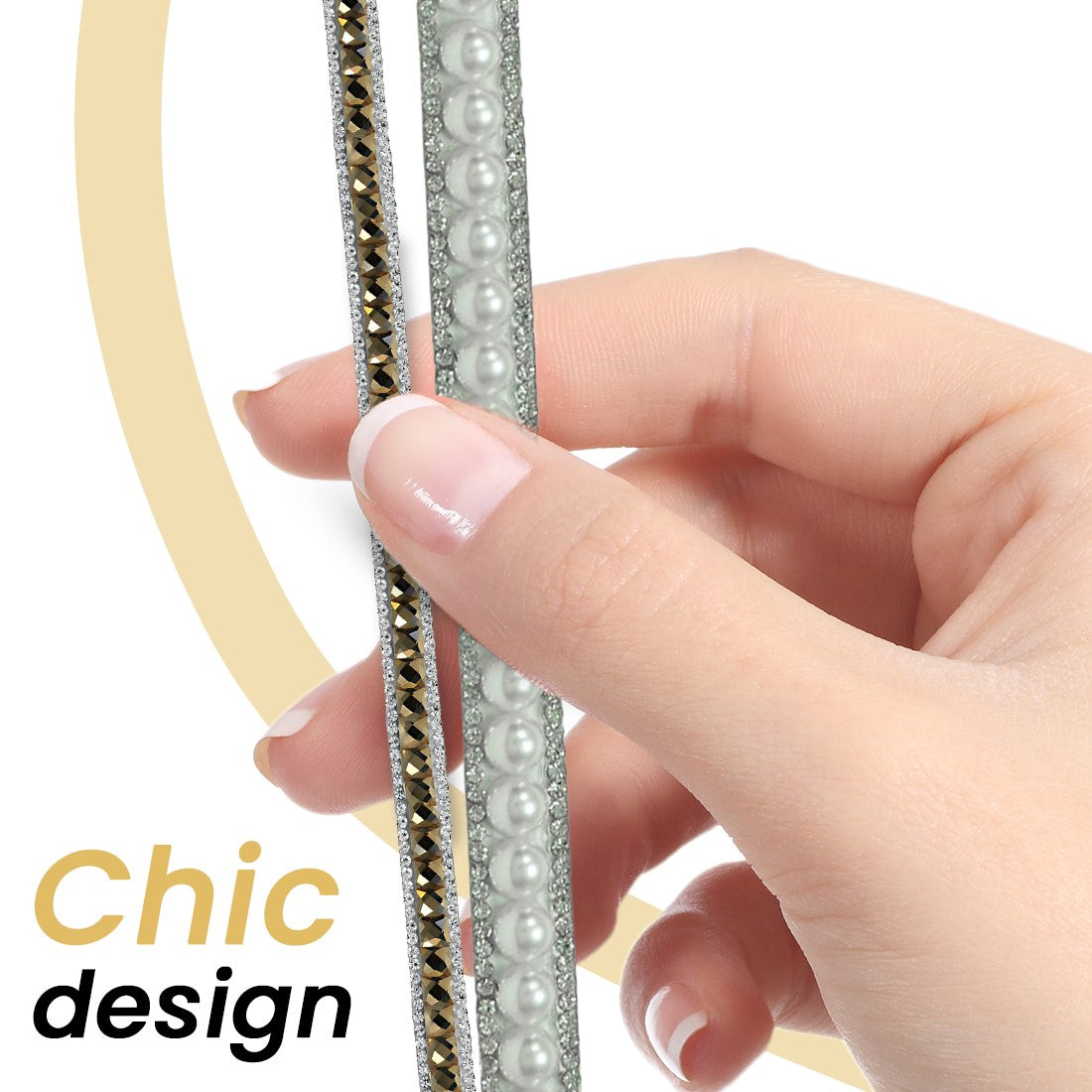 3/8" Hot Fix Rhinestone, Versatile, Banding Trim, 5-Yard Cut