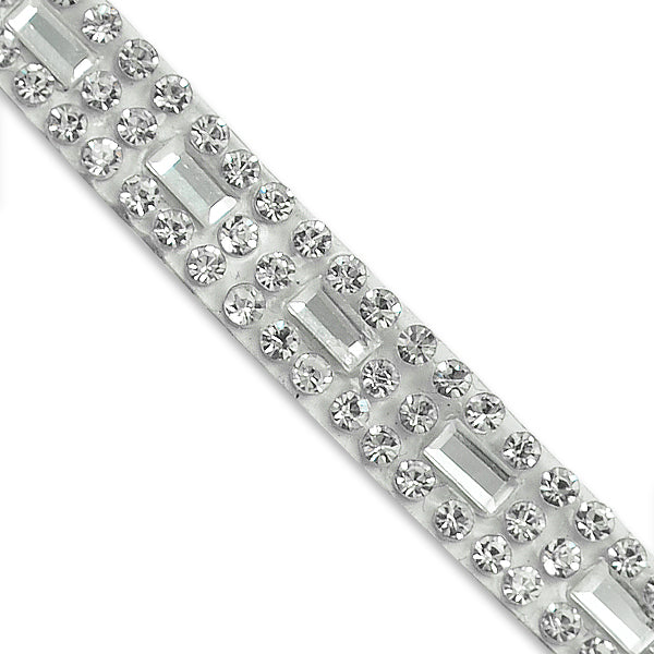 5 yards of Alejandra Emerald-cut Rhinestone Iron-on Decorative Trim   - Crystal