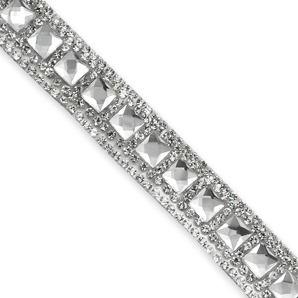 1/2" Olga Gem Rhinestone Iron-on Trim, Versatile, Crystal (Sold by the Yard)