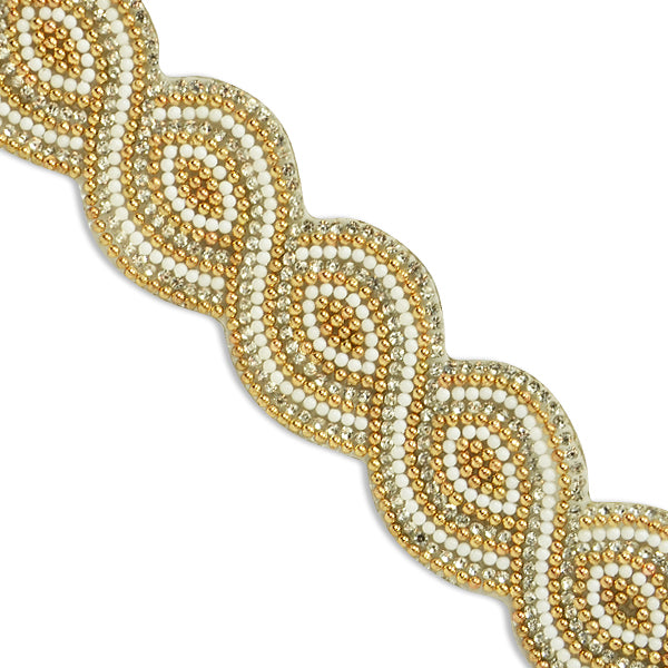 1¼” Nico Iron On Rhinestone, Versatile, Beaded Trim (Sold by the Yard)