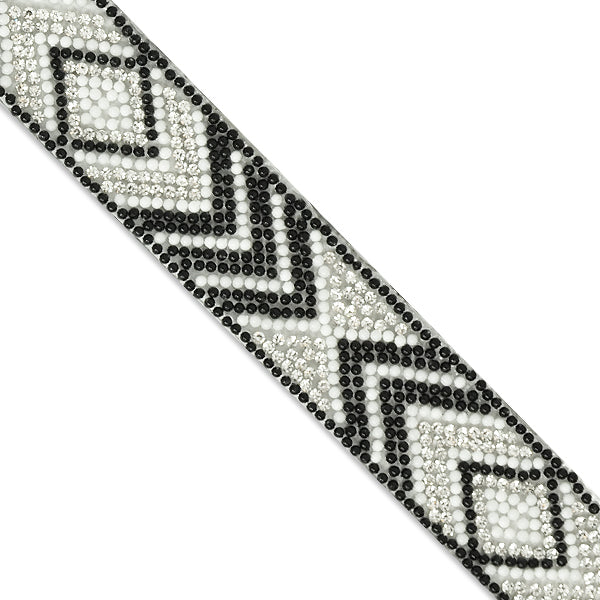 1" Olowin Iron On Rhinestone, Versatile, Beaded Trim (Sold by the Yard)