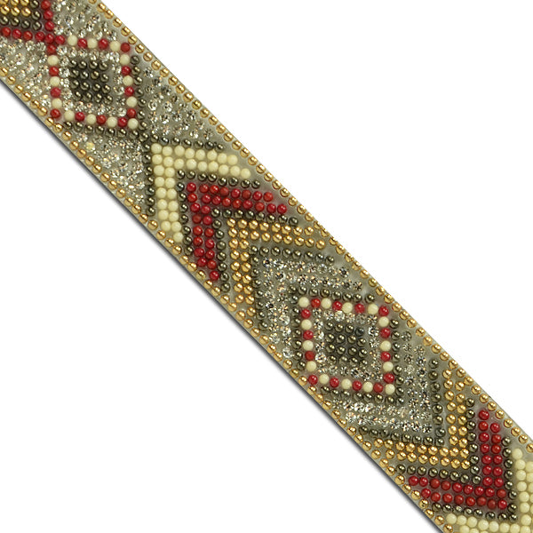 1" Olowin Iron On Rhinestone, Versatile, Beaded Trim (Sold by the Yard)