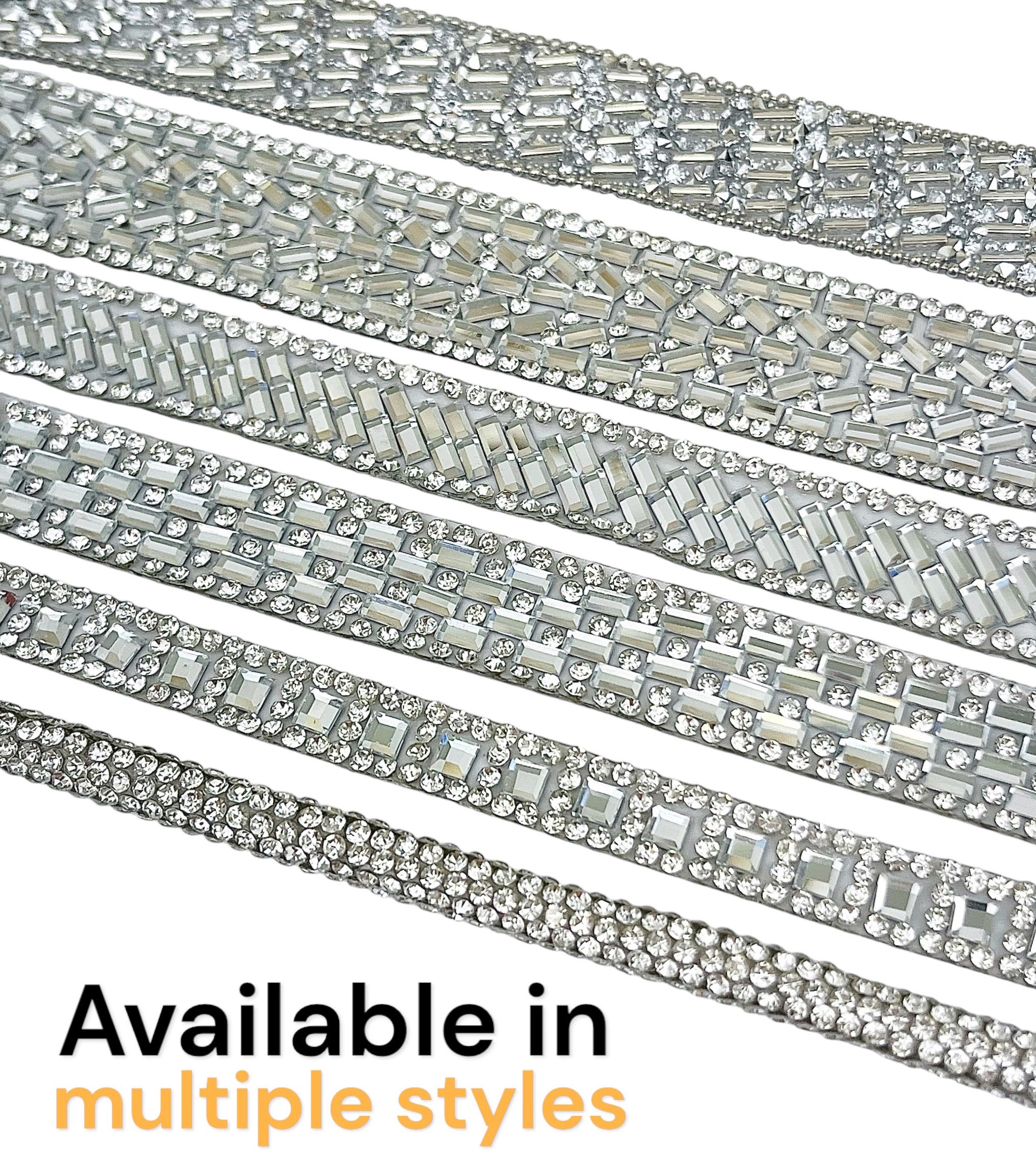 3/4" Victoria, Rhinestone, Crystal Beaded, Faceted, Trim, 5 Yard Cut  - Clear