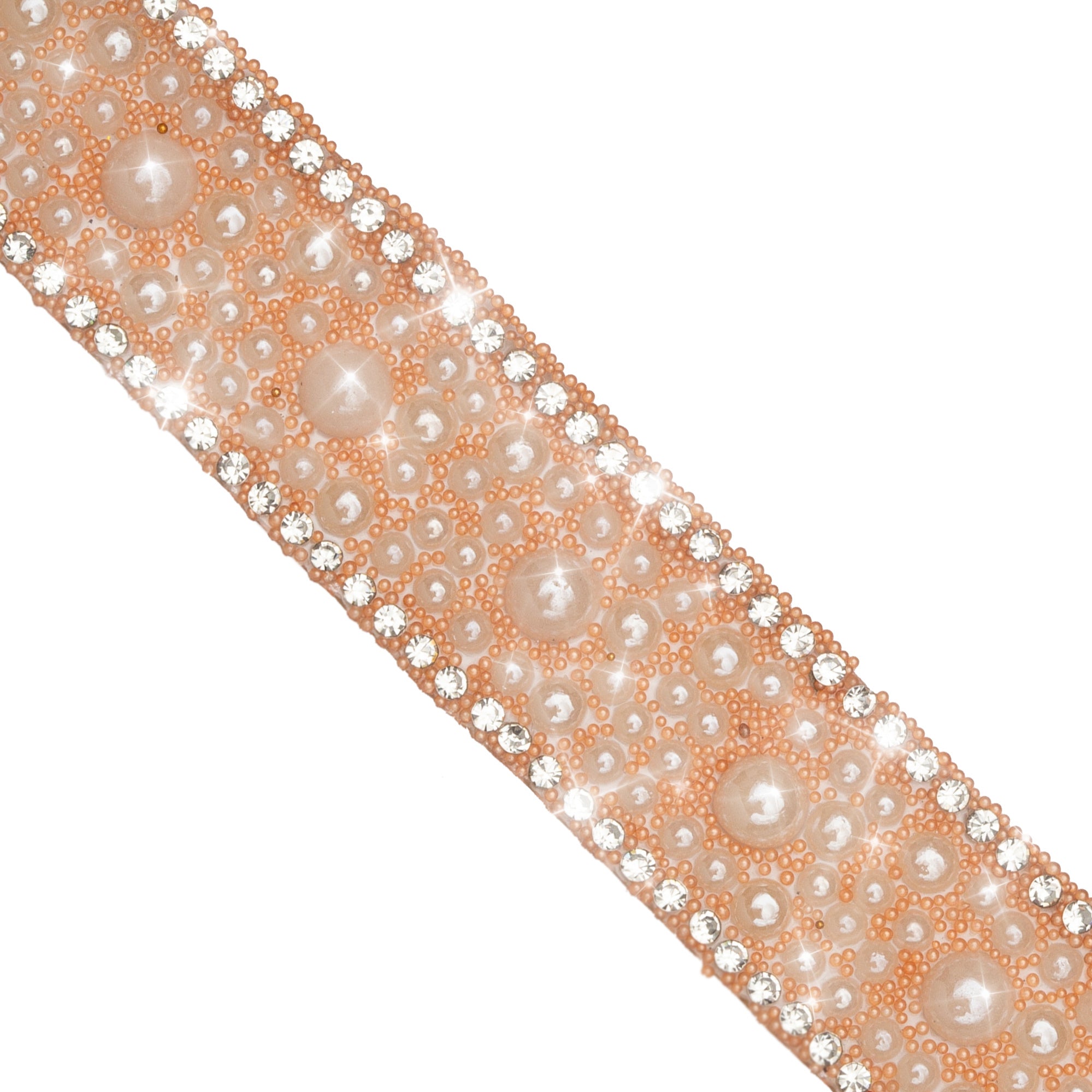 3/4" Harper, Pearl Studded, Rhinestone, Crystal Beaded, Trim, 5 Yard Cut
  - Rose Gold